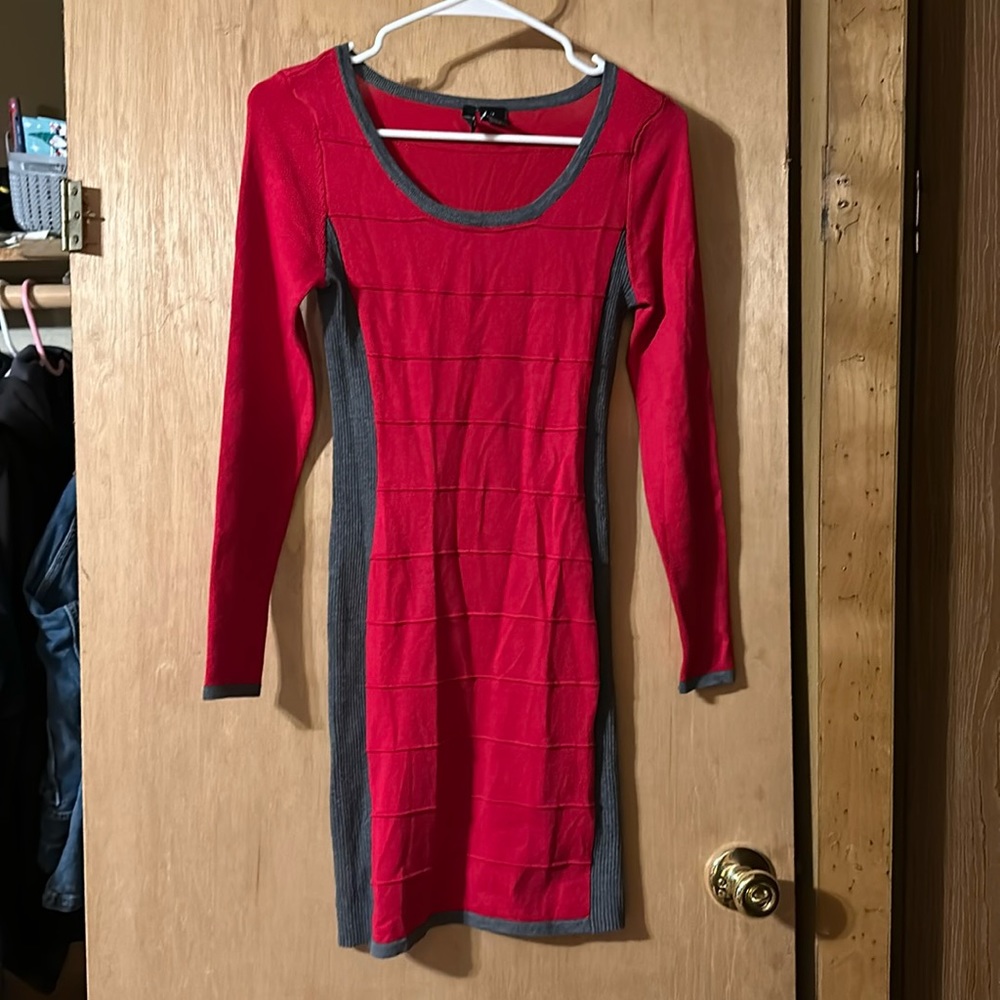Cute Red Long Sleeve Mini Dress